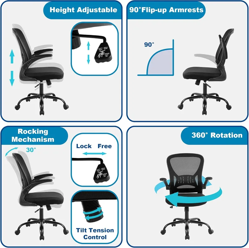 Youhauchair Mesh Office Chair with Flip-up Arms and Lumbar Support
